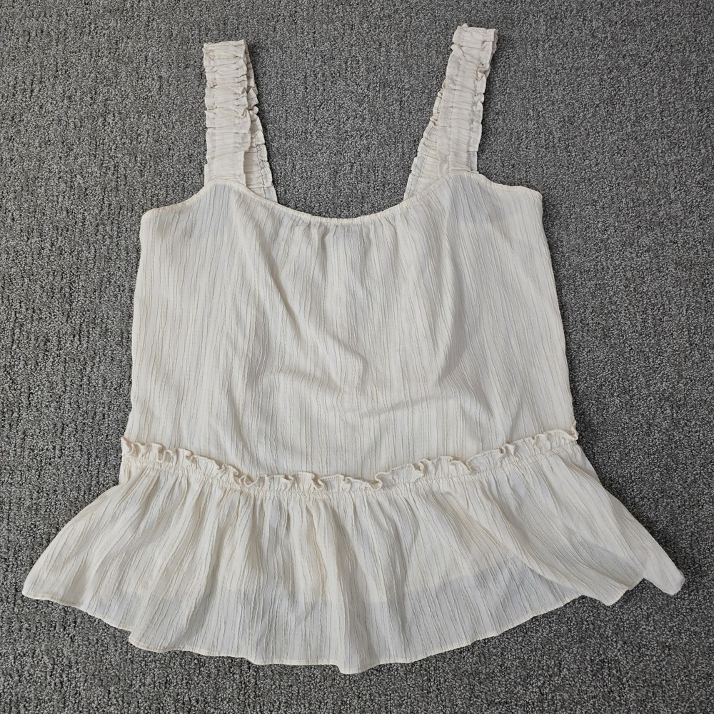 Black Tape Cream Ruffle Babydoll Tank Top Womens 1X Boho Cottagecore Plus 1X